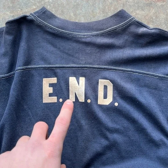 Vintage 80s Sport-T by Stedman Navy Blue E.N.D. Football Jersey T-Shirt Mens M? - Picture 4 of 8